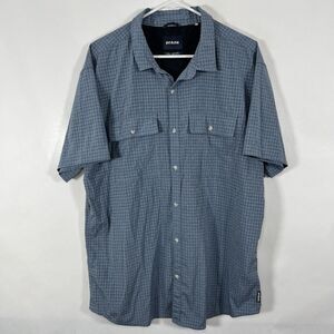Prana Short Sleeve Button Up Camp Hiking Shirt Mens XL Blue Checks Vented